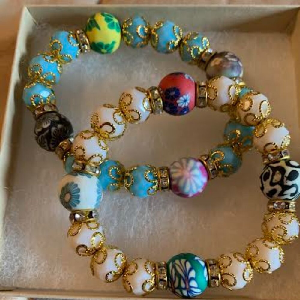Set of 2 Handmade Beaded Bracelet by Unique By Faith® of various multiple colors